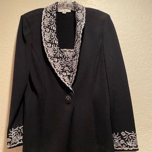 St John knit top Black/silver/white size 8